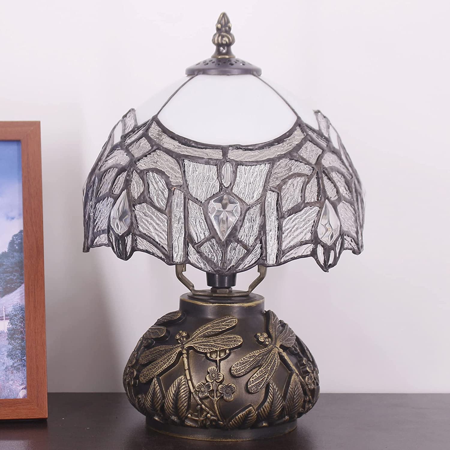 8 Inch White Crystal tiffany lamp shade Werfactory® Stained Glass shade