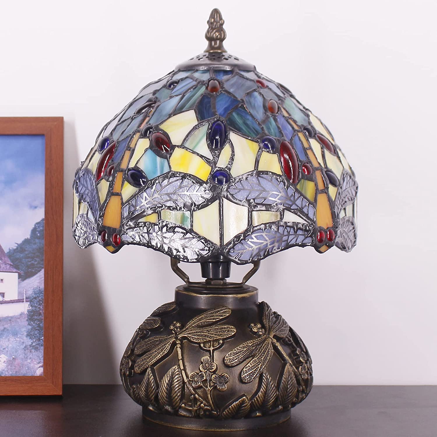 8" Tiffany Dragonfly Shade Werfactory® Stained Glass Shade