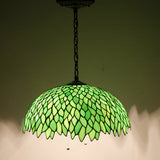 Tiffany Lamp Shade Replacement Werfactory® W16H7 Inch Green Stained Glass Wisteria Lampshade