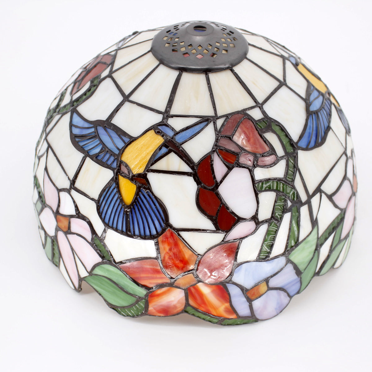 Tiffany Lamp Shade Replacement Werfactory® 12X6 Inch Cream Amber Stained Glass Hummingbird Lampshade Only