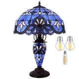 Tiffany Style Lamp Werfactory® Stained Glass Mother-Daughter Lavender Table Lamp