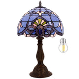 Tiffany Style Lamp Werfactory® Blue Purple Stained Glass Bedside Baroque Lamp