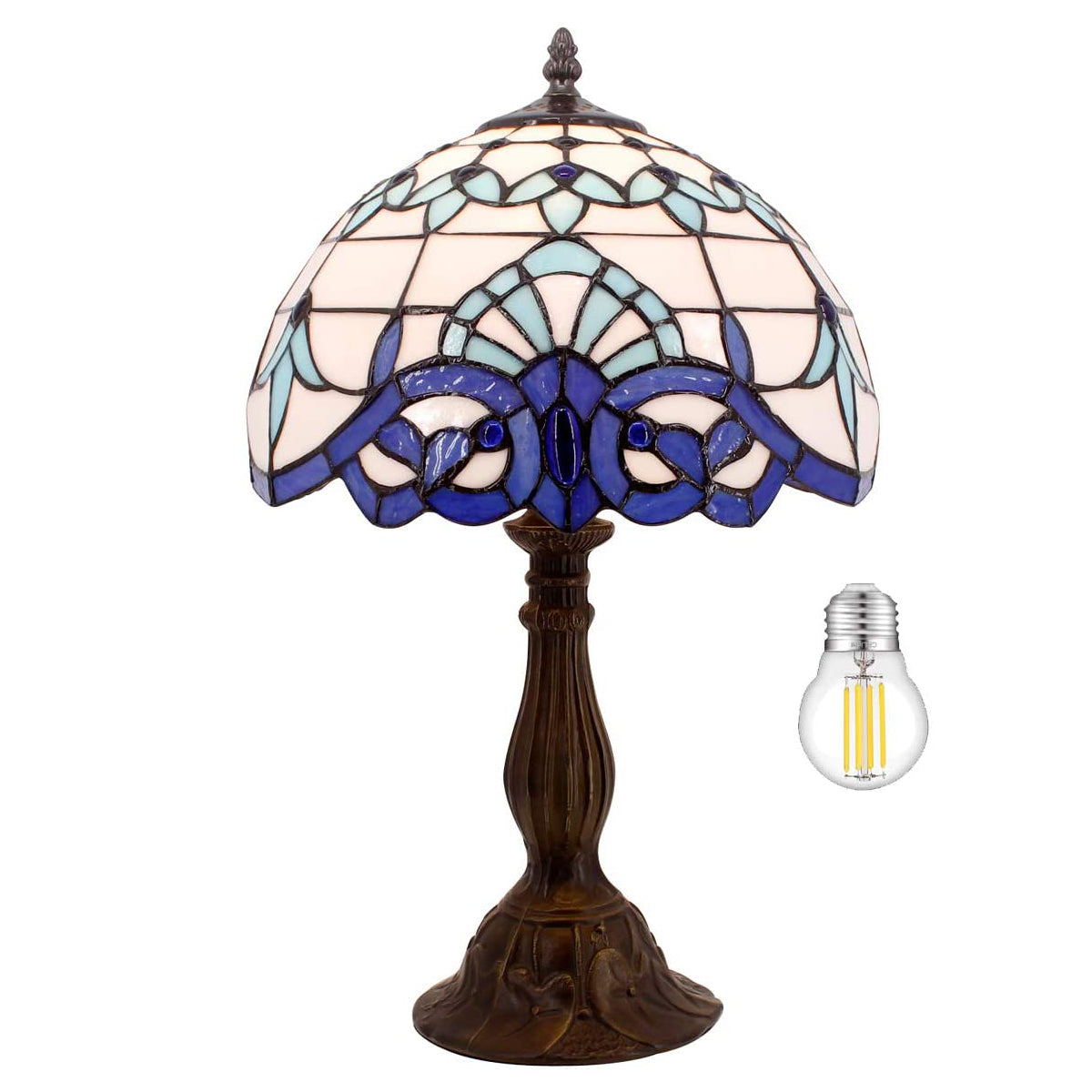 Tiffany Table Lamps Werfactory® Navy Blue Baroque Stained glass Light