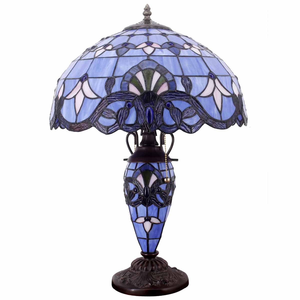 Tiffany Style Lamp Werfactory® Stained Glass Mother-Daughter Lavender Table Lamp