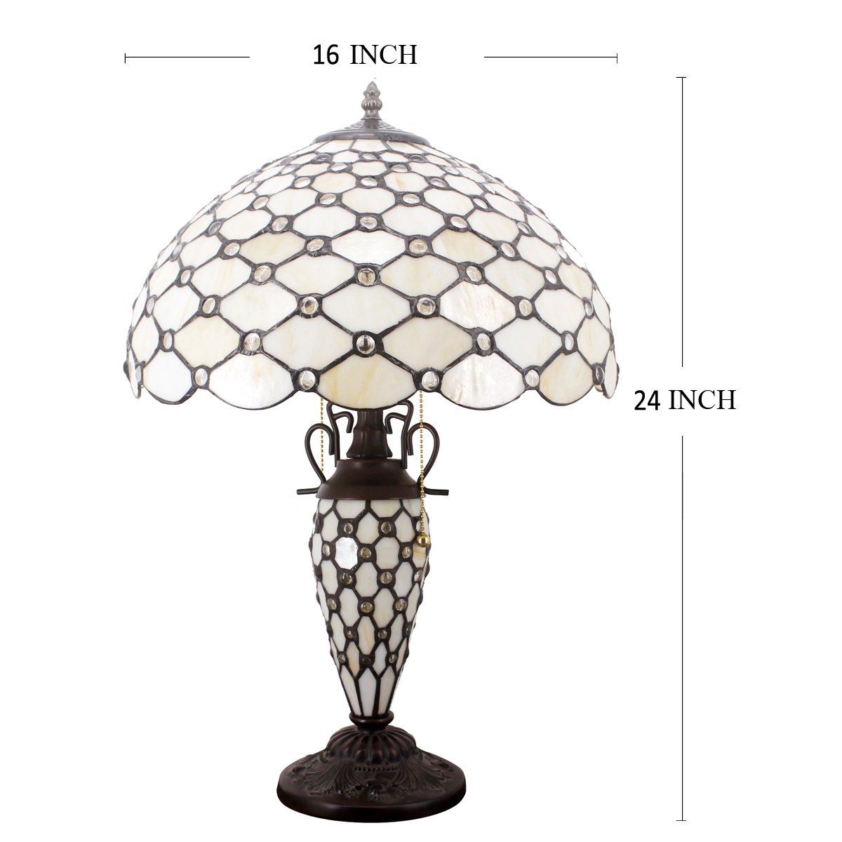 Tiffany Lamp Werfactory® Cream Stained Glass Mother-Daughter Table Reading Light