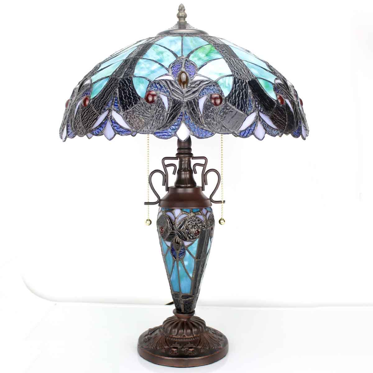 Stained Glass Lamp Werfactory® Tiffany Style Green Liaison Mother-Daughter Vase Lamp