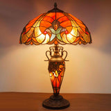Tiffany Lamps Werfactory® Red Stained Glass Liaison Mother-Daughter Vase Table Lamp Desk Reading Light