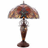 Tiffany Lamps Werfactory® Red Stained Glass Liaison Mother-Daughter Vase Table Lamp Desk Reading Light