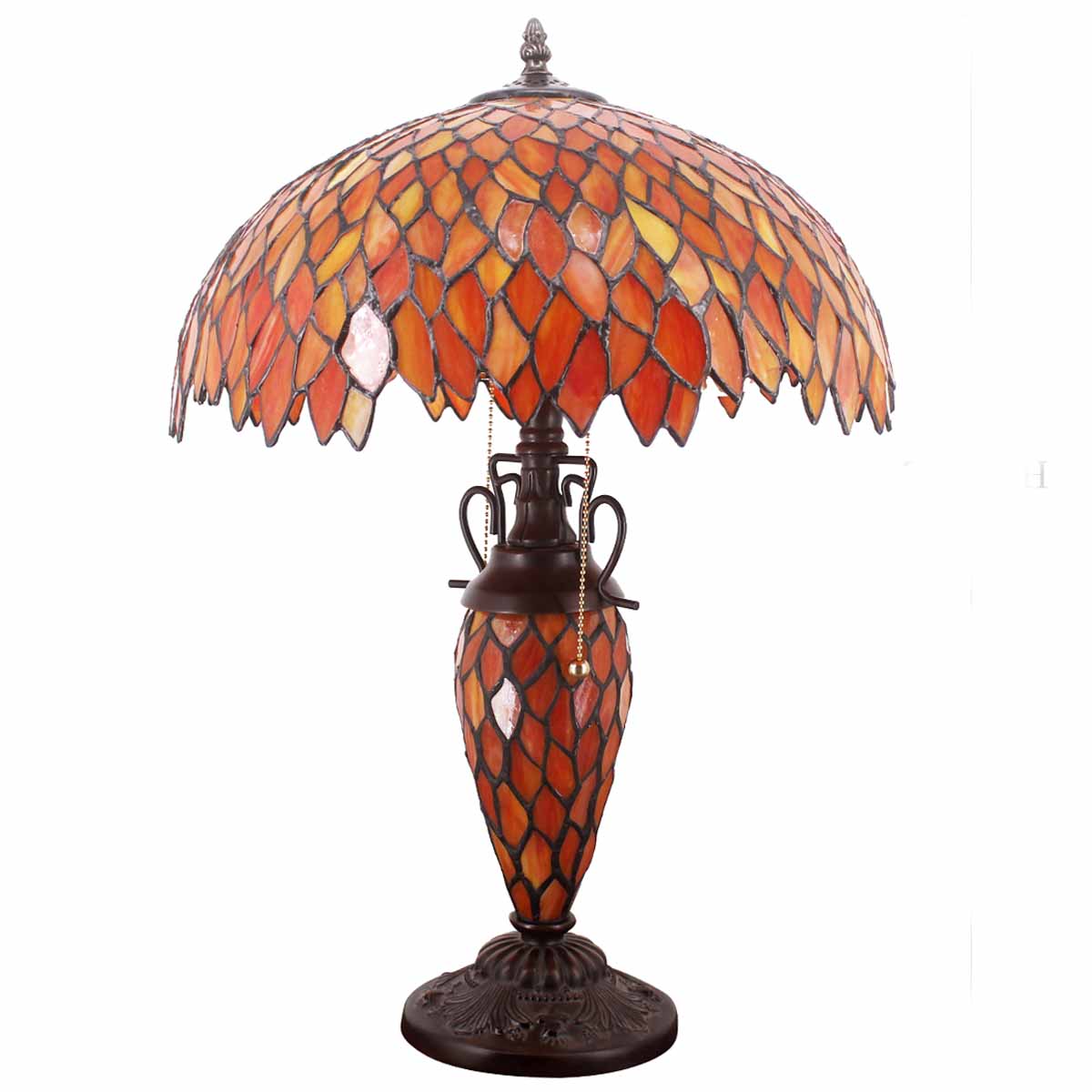 Tiffany Style Lamp Werfactory® Red Stained Glass Wisteria Mother-Daughter Desk Light