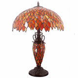 Tiffany Style Lamp Werfactory® Red Stained Glass Wisteria Mother-Daughter Desk Light