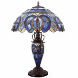Tiffany Style Lamps Werfactory® Blue Purple Stained Glass Mother-Daughter Vase Lamp