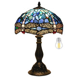 Tiffany Style Lamp Werfactory® Blue Stained Glass Dragonfly Style Light