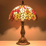 Tiffany Table Lamp Werfactory® Stained Glass Style Maple Leaf Bedside Lamp