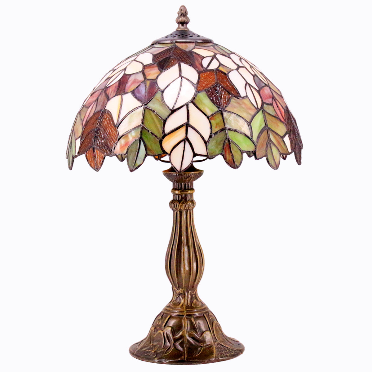 Tiffany Table Lamp Werfactory® Stained Glass Style Maple Leaf Bedside Lamp