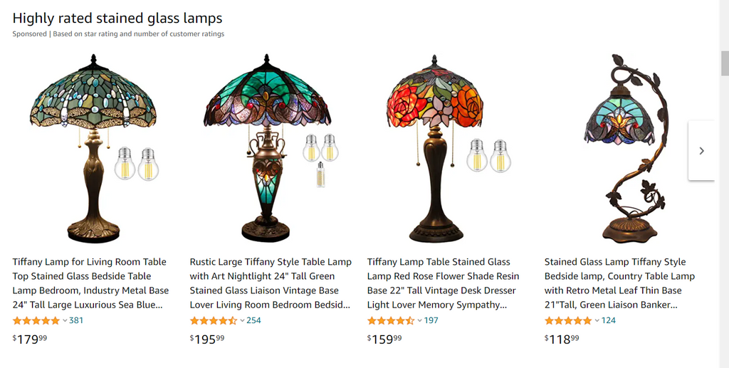 Highly rated stained glass lamps of Amazon