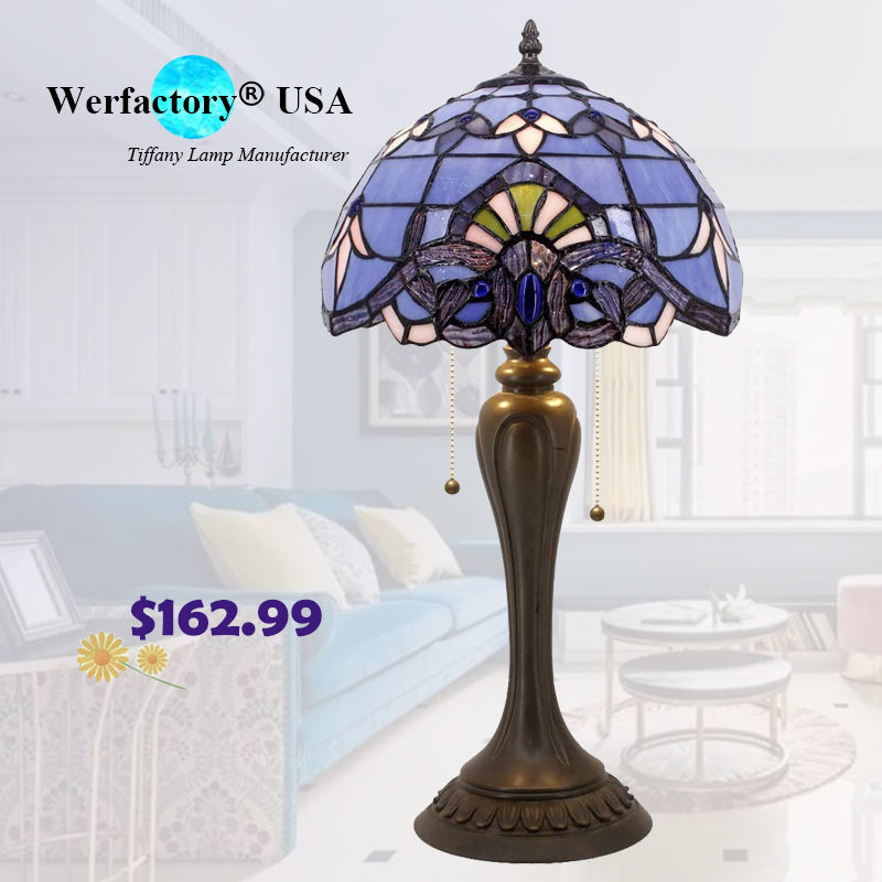 Just luv this Tiffany Table Lamp! It’s a solid lamp that is well made. Easy to assemble and Sturdy heavy base and shade is nice colors.