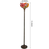 Uplight Stained Glass Floor Lamp Werfactory® Red Rose Tiffany Torchiere Standing Light