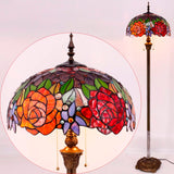 Tiffany Floor Lamps Werfactory® Red Yellow Rose Stained Glass Standing Reading Light