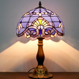 Tiffany Style Lamp Werfactory® Blue Purple Stained Glass Bedside Baroque Lamp