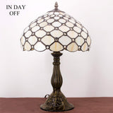 Tiffany Lamp Shade Replacement Werfactory® 12X6 Inch Cream Amber Stained Glass Bead Lampshade Only
