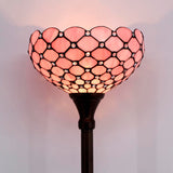 Werfactory® Tiffany Style Floor Lamp Pink Stained Glass Pearl Light Standing Corner Torch Light