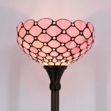 Werfactory® Tiffany Style Floor Lamp Pink Stained Glass Pearl Light Standing Corner Torch Light