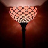 Werfactory® Tiffany Style Floor Lamp Pink Stained Glass Pearl Light Standing Corner Torch Light