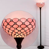 Werfactory® Tiffany Style Floor Lamp Pink Stained Glass Pearl Light Standing Corner Torch Light