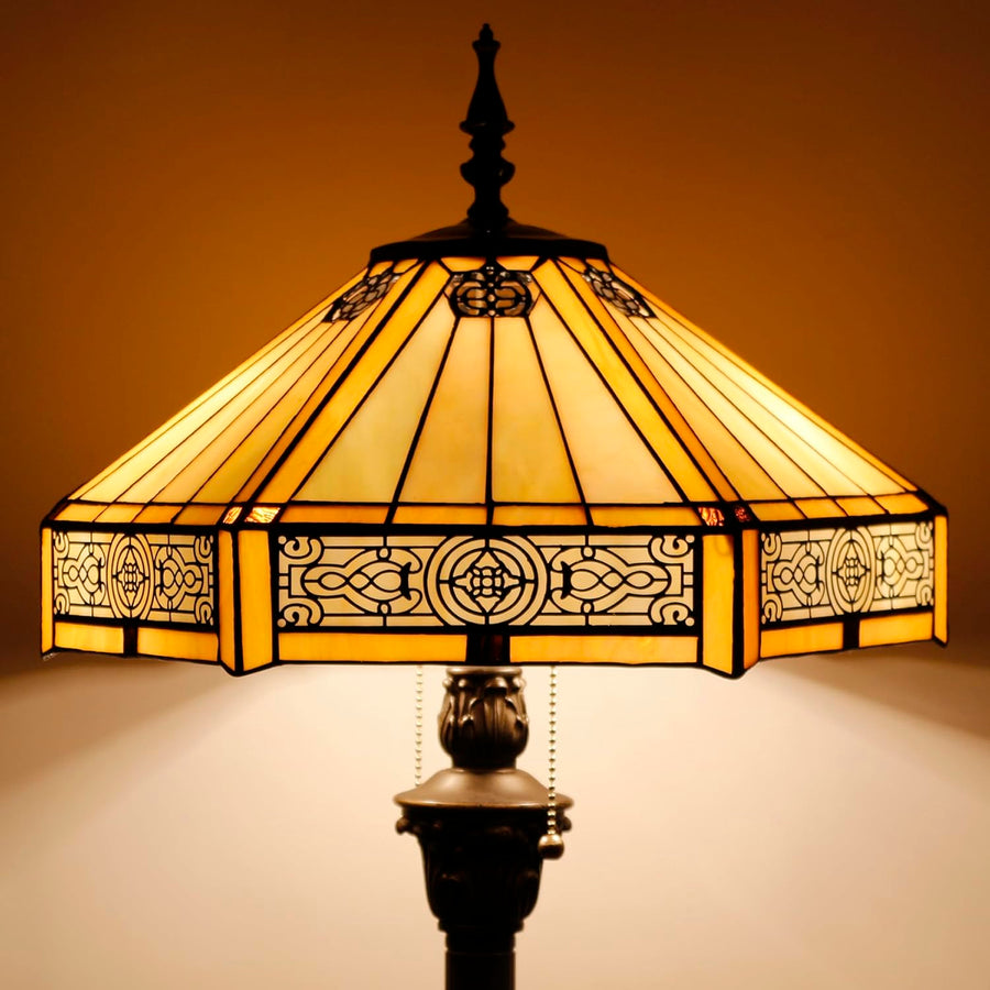 Tiffany Floor Lamps Werfactory® Yellow Hexagon Stained Glass Mission Light
