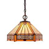Werfactory® Tiffany Stained Glass Lamp Shade W 12Inch H 6 Inch Yellow Hexagon Mission Lampshade Replacement,Suitable  replacement for, Table Lamp, pendant light,Ceiling light