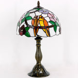 Tiffany Lamps Werfactory® Double Tropical Birds Stained Glass Bedside Lamp