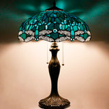 Tiffany Style Lamps Werfactory® Green Stained Glass Dragonfly Bedside Desk Reading Light