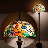 Tiffany Floor Lamps Werfactory® Hummingbird Amber Stained Glass Standing Reading Light