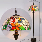 Tiffany Floor Lamps Werfactory® Hummingbird Amber Stained Glass Standing Reading Light