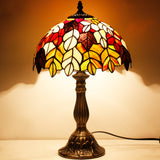 Tiffany Table Lamp Werfactory® Stained Glass Style Maple Leaf Bedside Lamp