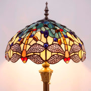 Tiffany Floor Standing Lamp Werfactory® Blue Yellow Stained Glass Dragonfly Standing Reading Light