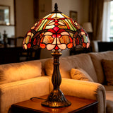 Tiffany Style Table Lamp Werfactory® Blue Pink Stained Glass Table Reading Light