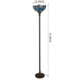 Tiffany Floor Lamp Werfactory® Sea Blue Stained Glass Dragonfly Light