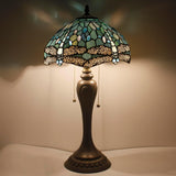 Tiffany Dragonfly Lamp Werfactory® Sea Blue Stained Glass Bedside Lamp