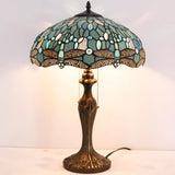 Tiffany Style Dragonfly Sea Blue Stained Glass Table Lamp Werfactory®