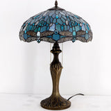 Tiffany Style Dragonfly Sea Blue Stained Glass Table Lamp Werfactory®