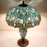 Tiffany Lamp Werfactory® Sea Blue Stained Glass Dragonfly Mother-Daughter Light