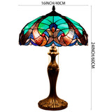 Tiffany Table Lamps Werfactory® Green Liaison Stained Glass Bedside Desk Light