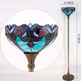 Tiffany Floor Lamp Uplight Werfactory® Green Liaison Stained Glass Torchiere Standing Light