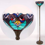 Tiffany Floor Lamp Uplight Werfactory® Green Liaison Stained Glass Torchiere Standing Light