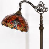 Tiffany Floor Lamp Werfactory® Red Liaison Stained Glass Arched Gooseneck Light