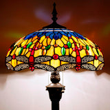 Stained Glass Floor Lamps Werfactory® Blue Yellow Dragonfly Tiffany Light