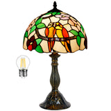Tiffany Lamps Werfactory® Double Tropical Birds Stained Glass Bedside Lamp