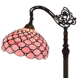 Werfactory® Tiffany Floor Lamp Pink Glass Pearl  Lamp Adjustable Corner  Reading Light