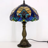 Tiffany Lamp Werfactory® Blue Yellow Liaison Stained Glass Bedside Light